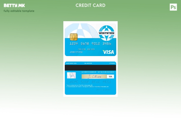 Модерен стил Шаблон за виза картичка за банка Вестштајн на Обединетото Кралство